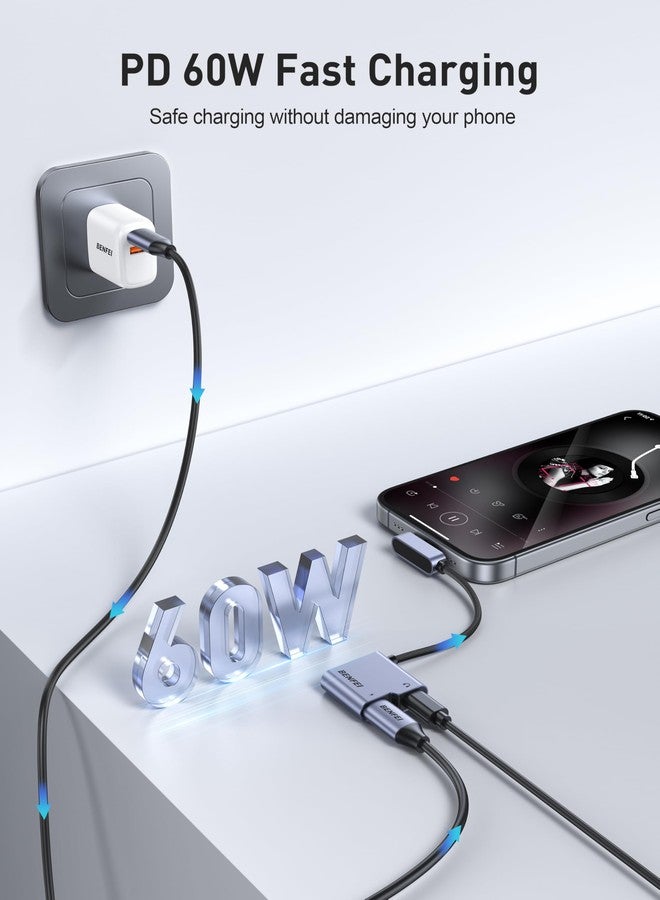 BENFEI USB C Splitter 1 in 2 Out Dual USB C Audio Jack Adapter with 60W Fast Charging, Type C Audio Headphone Compatible with iPhone 16/16 Pro/Pro Max, Samsung Galaxy S25/S24/S23 iPad Pro, Pixel 9 - Image 4