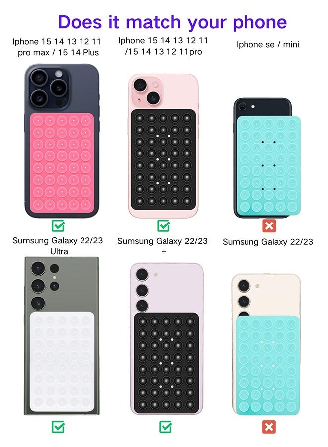 Peachjoy 4 Pack Suction Cup Phone Mount, Double Sided Silicone Suction Phone Case, Hands-Free Mobile Stand, Compatible with iPhone and Android Cases, Suitable for Selfies & Videos - Image 3