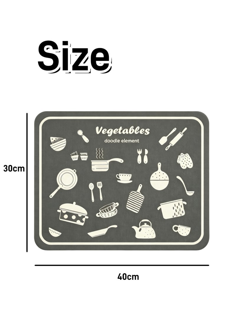 Coffee Mat Dish Drying Mat for Kitchen Counter, Coffee Machine Mat, Counter Protector Spill Mat Non-slip Rubber Mat Quick-Drying Ma for Coffee Machine Kitchen, Sink, Tableware 30x40cm, Easy to Clean - Image 2