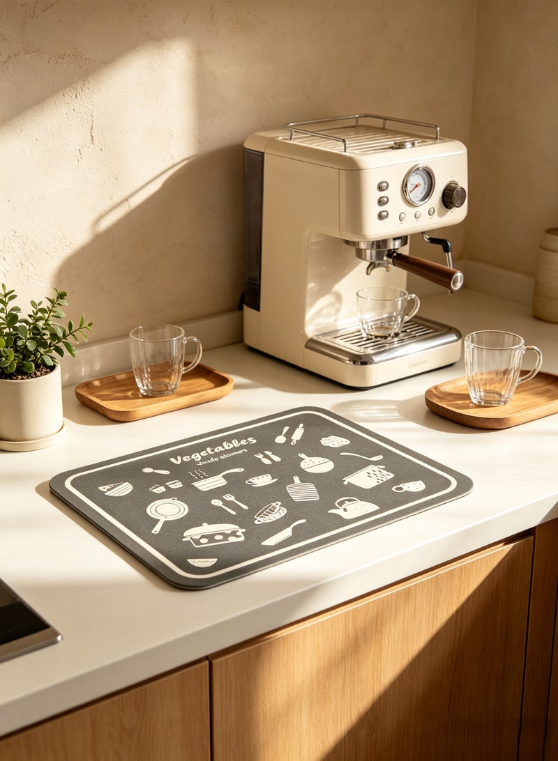 Coffee Mat Dish Drying Mat for Kitchen Counter, Coffee Machine Mat, Counter Protector Spill Mat Non-slip Rubber Mat Quick-Drying Ma for Coffee Machine Kitchen, Sink, Tableware 30x40cm, Easy to Clean - Image 3