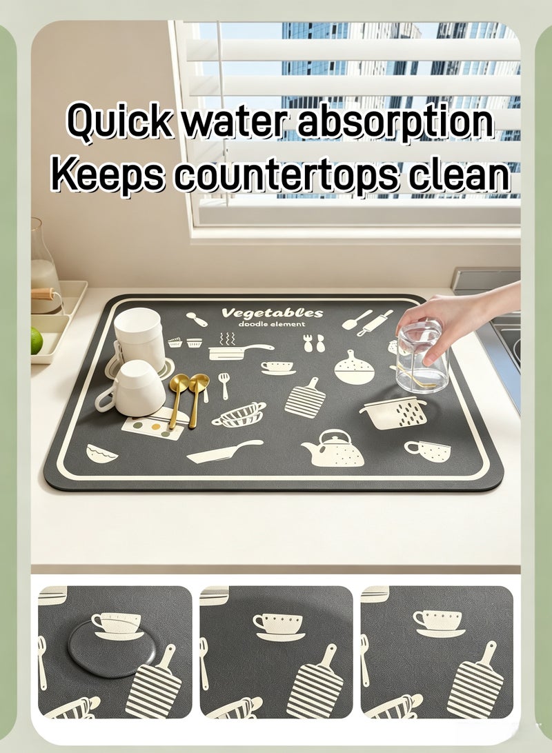 Coffee Mat Dish Drying Mat for Kitchen Counter, Coffee Machine Mat, Counter Protector Spill Mat Non-slip Rubber Mat Quick-Drying Ma for Coffee Machine Kitchen, Sink, Tableware 30x40cm, Easy to Clean - Image 5