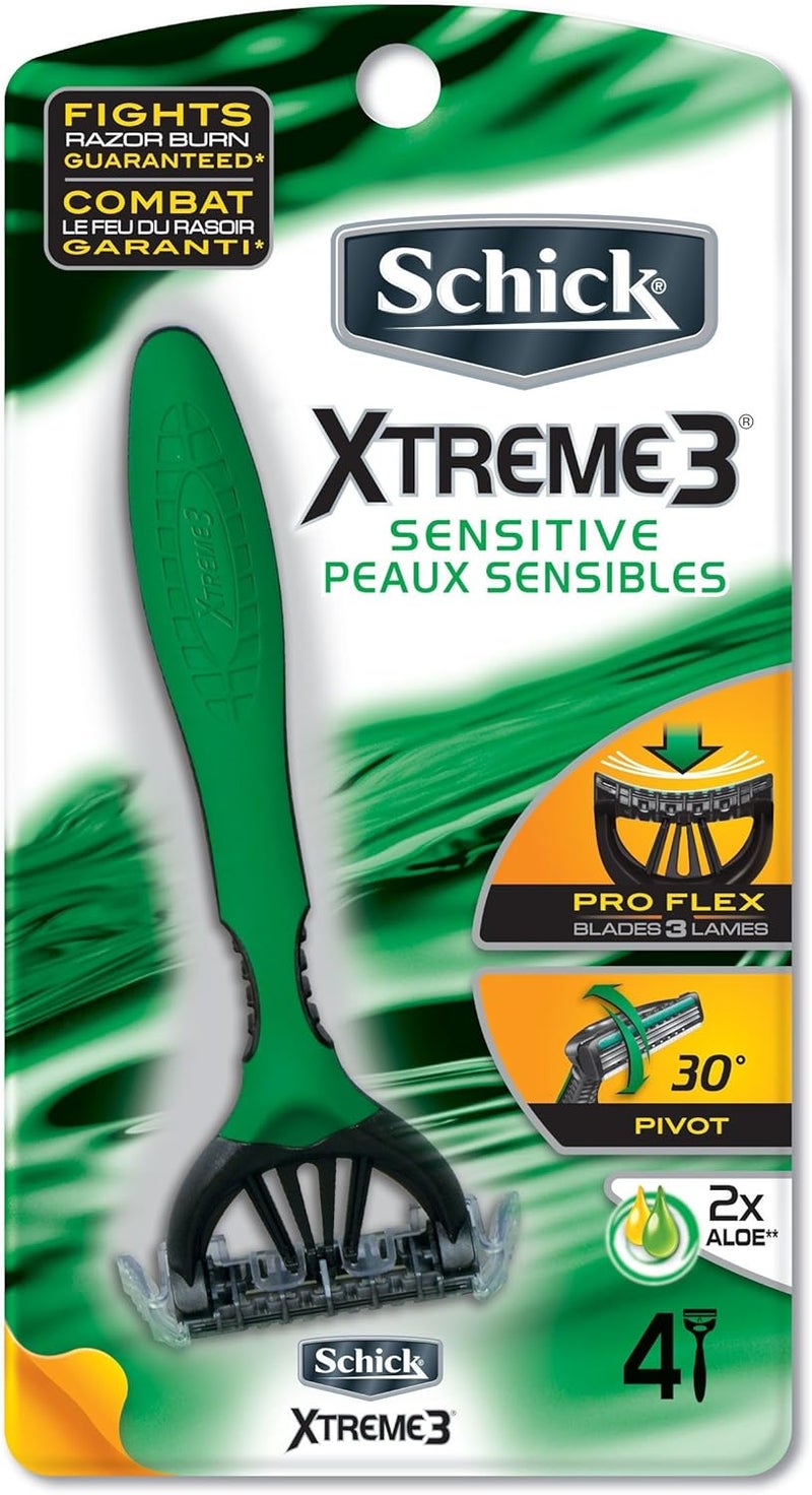 شفرات حلاقة شِك Xtreme3 الحساسة القابلة للتصرف 4 قطع
