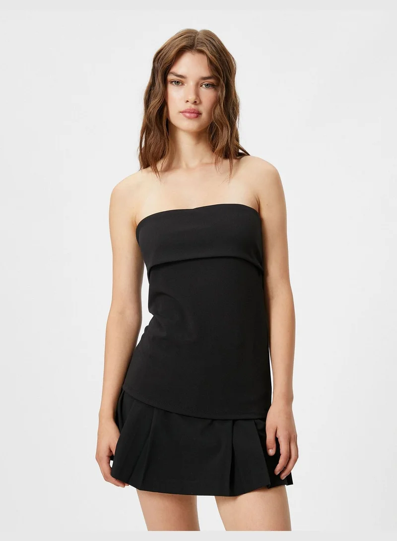 KOTON Slim Fit Turn Up Detail Strapless Tank Top