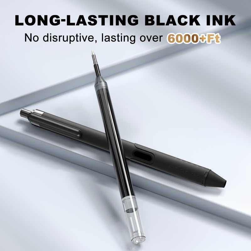 JIMMIDDA 0.7mm Gel Pens - 12 Pack Black Ink Pens Quick-Drying Smooth Writing Retractable Pen for Journaling, Cute School & Office Supplies Home Work - Image 2