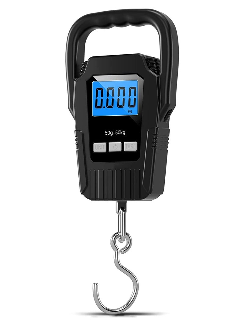 سيوسي مقياس الأسماك الرقمية مقياس صيد الأسماك مقياس 110lb 50kg ترقية مقبض كبير الإضاءة الخلفية LCD عرض مقياس البريد هدايا الصيد الرجال الهدايا الإبداعية الأسود - Image 1