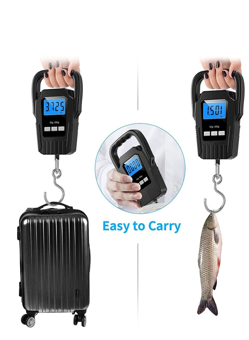 سيوسي مقياس الأسماك الرقمية مقياس صيد الأسماك مقياس 110lb 50kg ترقية مقبض كبير الإضاءة الخلفية LCD عرض مقياس البريد هدايا الصيد الرجال الهدايا الإبداعية الأسود - Image 3