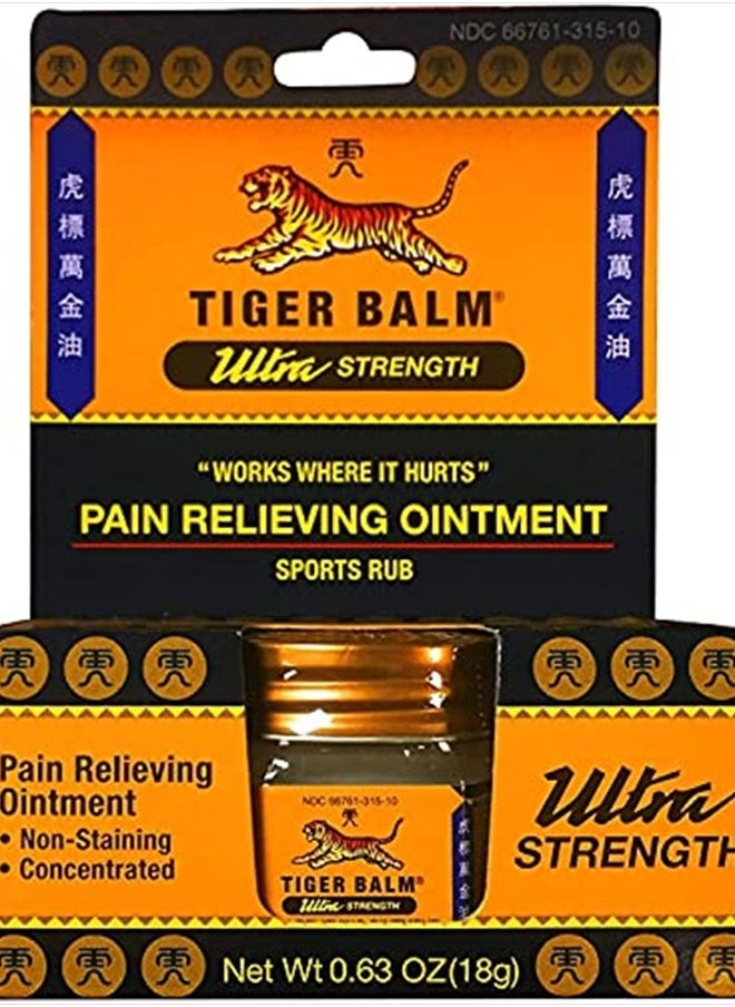 Tiger Balm - Pain Relieving Ointment, Ultra, 18g – Muscle Rub Ultra Strength Relief for Shoulder Arthritis Ultra – 6 Pack - Image 1