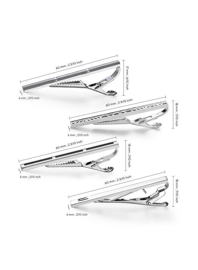 4 Pieces Tie Clips Set for Men Clip Black Silver - Tone Gold Tone Wedding Business with Gift Box - Image 5