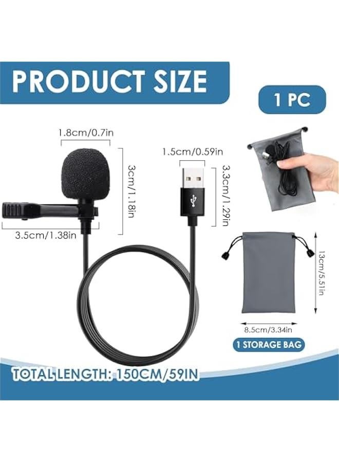 USB Lavalier Microphone 4.9ft Plug  Play Omnidirectional Lapel Shirt Collar Clip on Mic for PC Mac Laptop YouTube Skype Recording Podcasting Gaming Voice Dictation Streaming Conferencing - Image 2