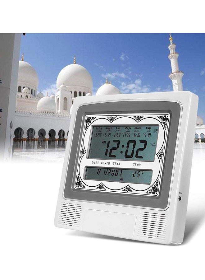 Digital Azan Table Alarm Clock Carbon Fibre Silver/Black 227x32x215mm  - Image 5