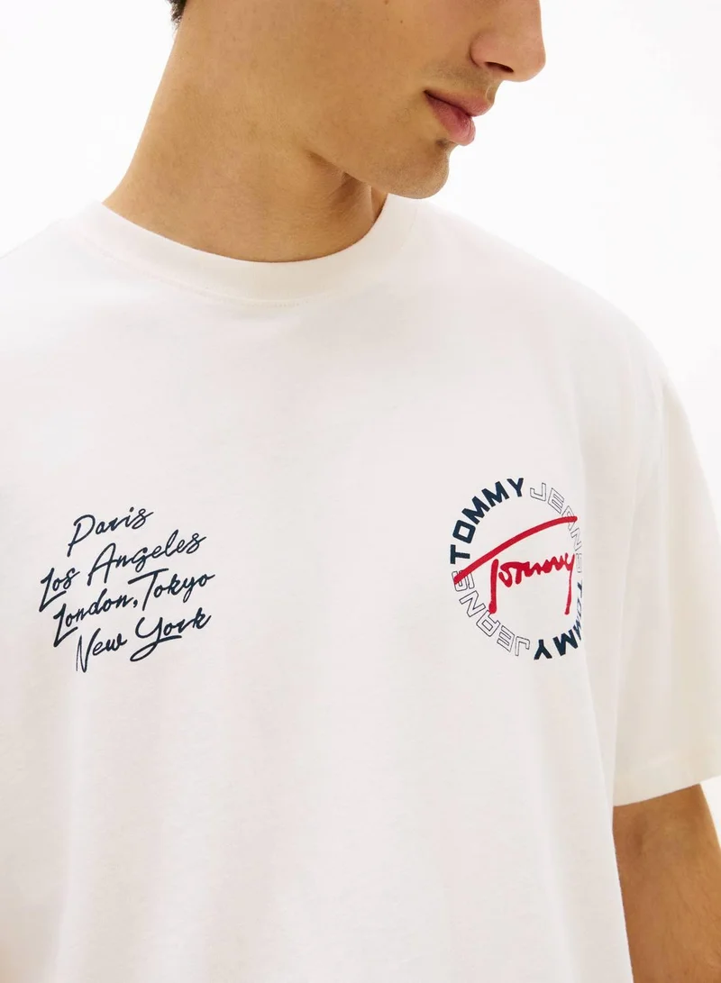 TOMMY JEANS Ancient White Circular Back Logo Relaxed T-Shirt for Men | Best Price UAE