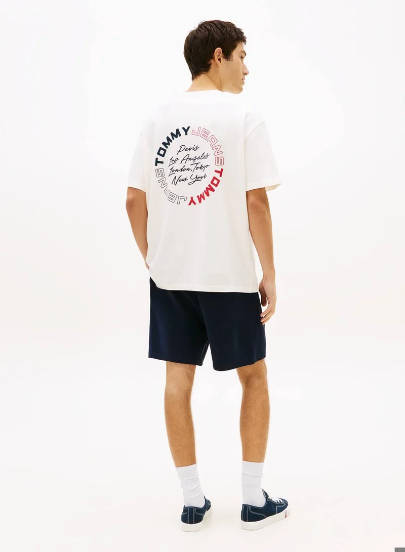 TOMMY JEANS Ancient White Circular Back Logo Relaxed T-Shirt for Men | Best Price UAE