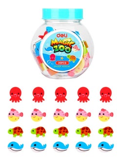 Deli 20-Piece Magic Zoo Eraser Set Multicolour  - Image 1