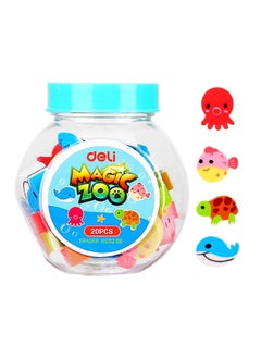 Deli 20-Piece Magic Zoo Eraser Set Multicolour  - Image 2