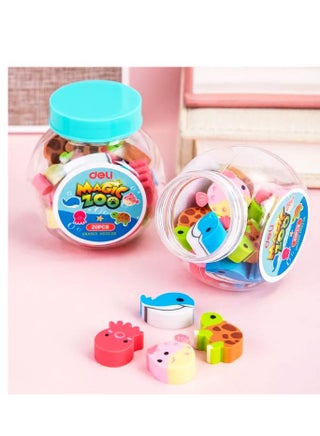20-Piece Magic Zoo Eraser Set Multicolour - view 4