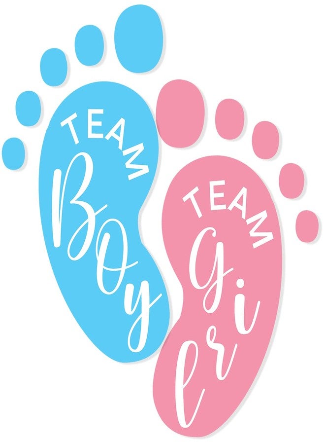 Kaecery Gender Reveal Stickers - Fun Footprint Shaped Baby Shower Decorations with 'Team Boy' & 'Team Girl' Labels - Pink & Blue Pregnancy Announcement Party Supplies Stickers 60PCS - Image 1