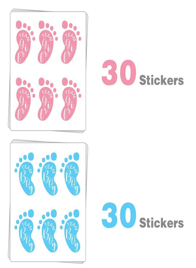 Kaecery Gender Reveal Stickers - Fun Footprint Shaped Baby Shower Decorations with 'Team Boy' & 'Team Girl' Labels - Pink & Blue Pregnancy Announcement Party Supplies Stickers 60PCS - Image 3