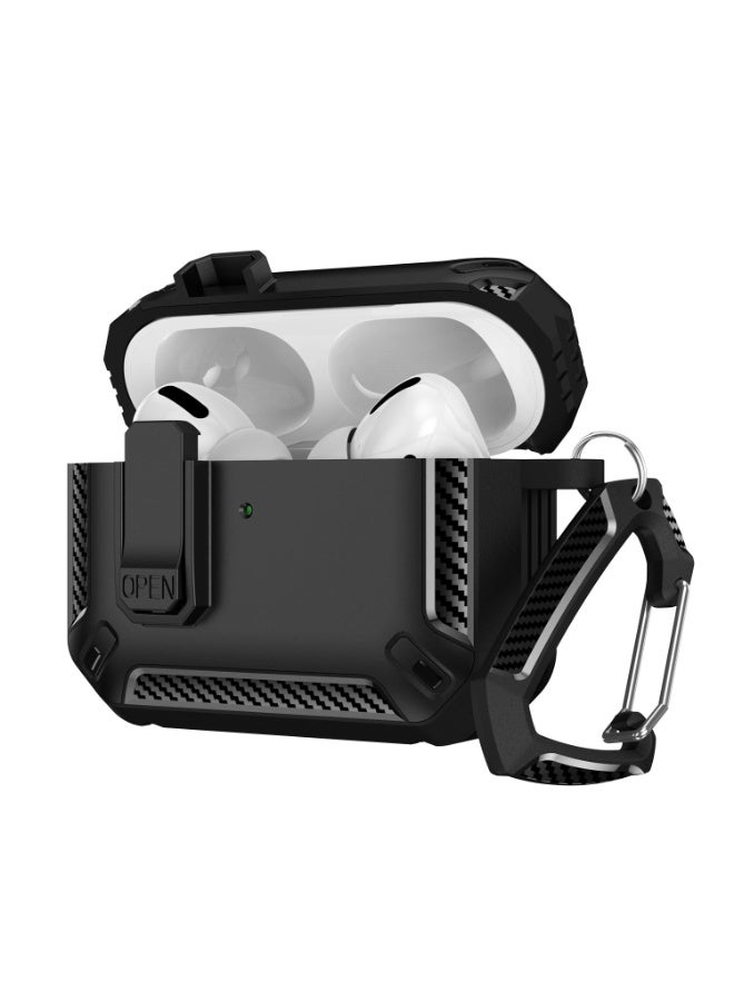ChicVibe Lock Case for AirPods Pro 3 Cover, Powerful Shock-Proof Protective Military TPU Case with Keychain for Apple Airpods Pro 3th Generation 2025 Released (Black) - Image 1