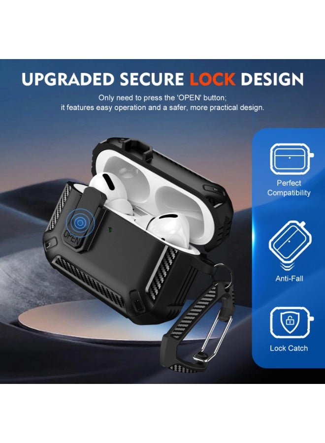 ChicVibe Lock Case for AirPods Pro 3 Cover, Powerful Shock-Proof Protective Military TPU Case with Keychain for Apple Airpods Pro 3th Generation 2025 Released (Black) - Image 4
