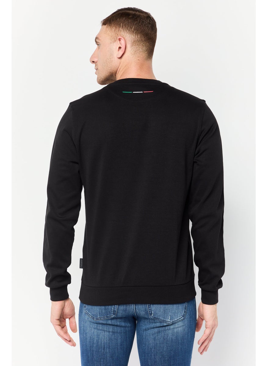 LAMBORGHINI Men Crew Neck Graphic Print Long Sleeves Sweatshirt, Black  - Image 2