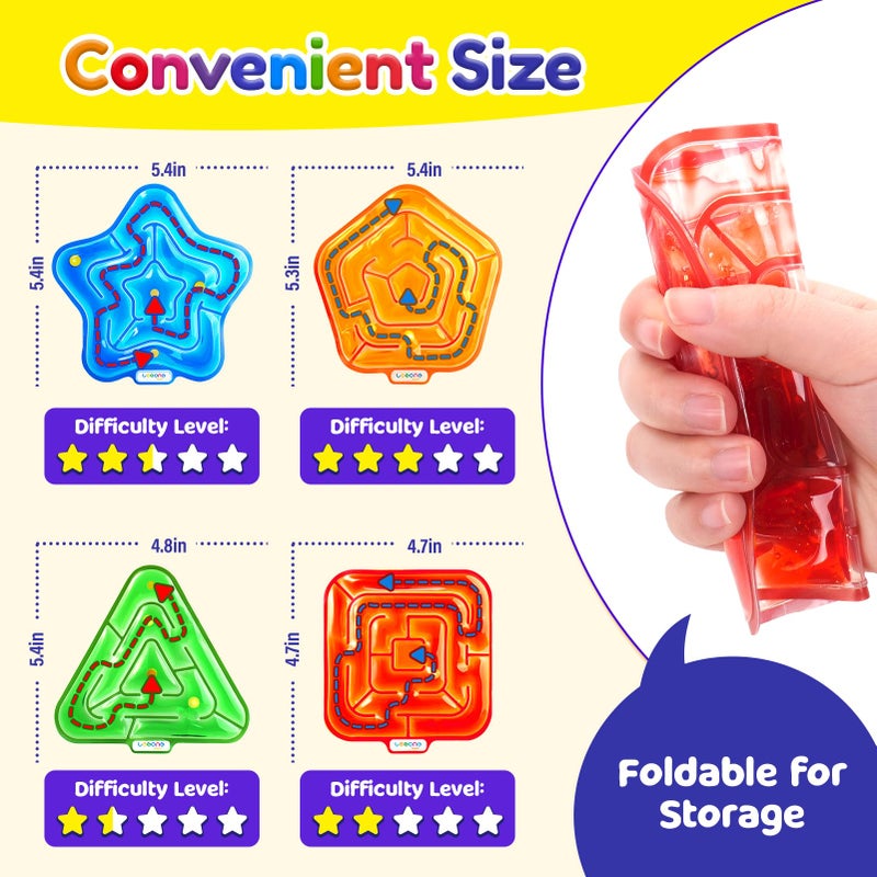 LESONG Sensory Fidget Toys for Kids: 4 Pack Squishy Gel-Filled Fidget Maze for Special Needs - Calming Sensory Toys for Autism ADHD Classroom Travel - Prizes for Boys Girls Easter Basket Stuffers - Image 4