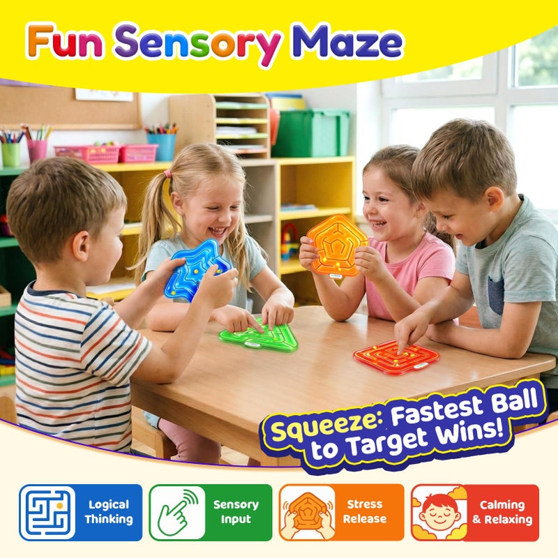 LESONG Sensory Fidget Toys for Kids: 4 Pack Squishy Gel-Filled Fidget Maze for Special Needs - Calming Sensory Toys for Autism ADHD Classroom Travel - Prizes for Boys Girls Easter Basket Stuffers - Image 3
