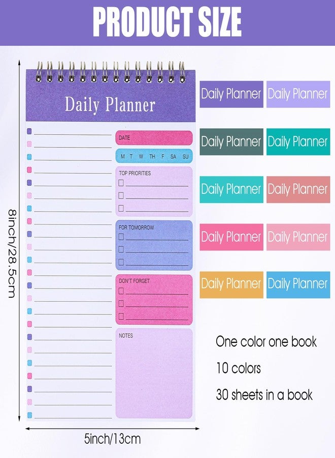 Molain 10 Pack Daily To Do List Notepad, Beautiful To Do List Note Pads Set 5" x 8" 30 Sheets Spiral Planner Checklist Notebook Work Notepads for Easy Daily Planning, Office Desk Supplies for Women - Image 2
