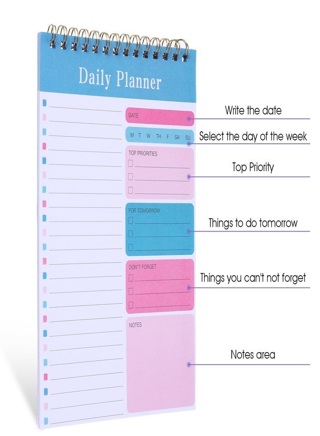 Molain 10 Pack Daily To Do List Notepad, Beautiful To Do List Note Pads Set 5" x 8" 30 Sheets Spiral Planner Checklist Notebook Work Notepads for Easy Daily Planning, Office Desk Supplies for Women - Image 4