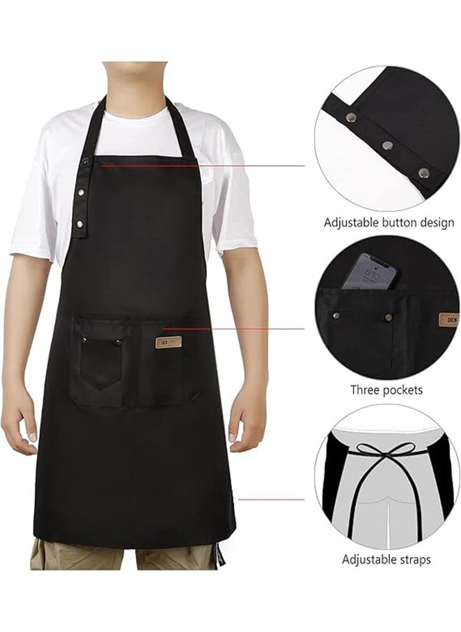 Lemon Chef Apron for Women Men , Adjustable Kitchen Chef Apron, Waterproof, BBQ Restaurant Apron with 2 Pocket for Cooking Baking Gardening（Black）  - Image 1
