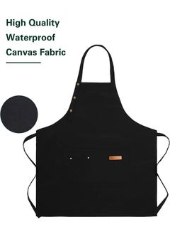 Lemon Chef Apron for Women Men , Adjustable Kitchen Chef Apron, Waterproof, BBQ Restaurant Apron with 2 Pocket for Cooking Baking Gardening（Black）  - Image 5