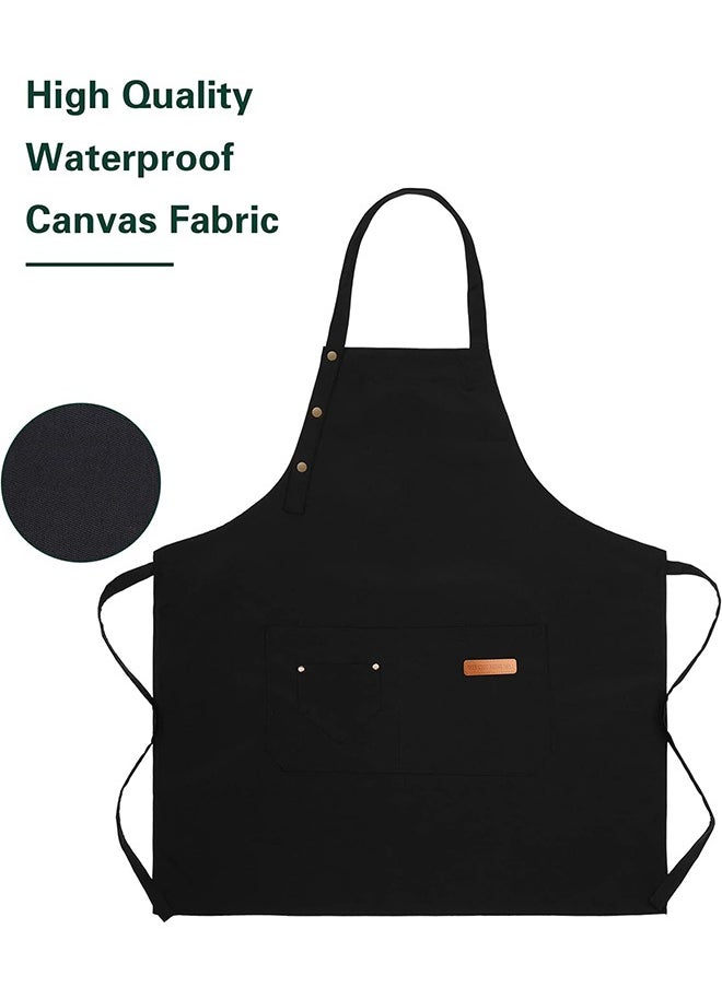 Lemon Chef Apron for Women Men , Adjustable Kitchen Chef Apron, Waterproof, BBQ Restaurant Apron with 2 Pocket for Cooking Baking Gardening（Black）  - Image 5