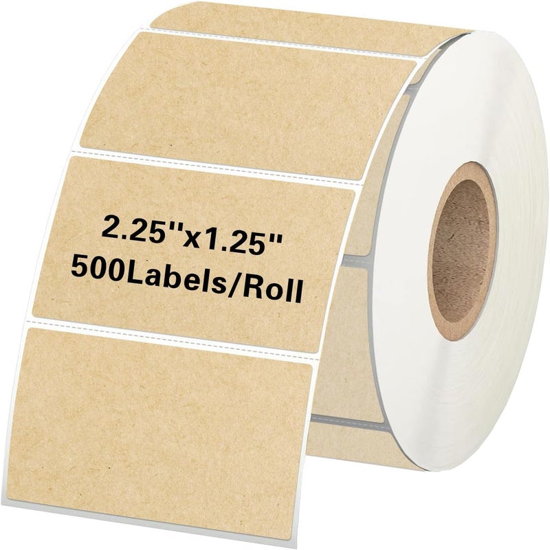 Starboling 2.25" x 1.25" Direct Thermal Labels,Self-Adhesive Printer Label for Address,Logo,Shipping,Barcodes,QR Code（Kraft） - Image 1