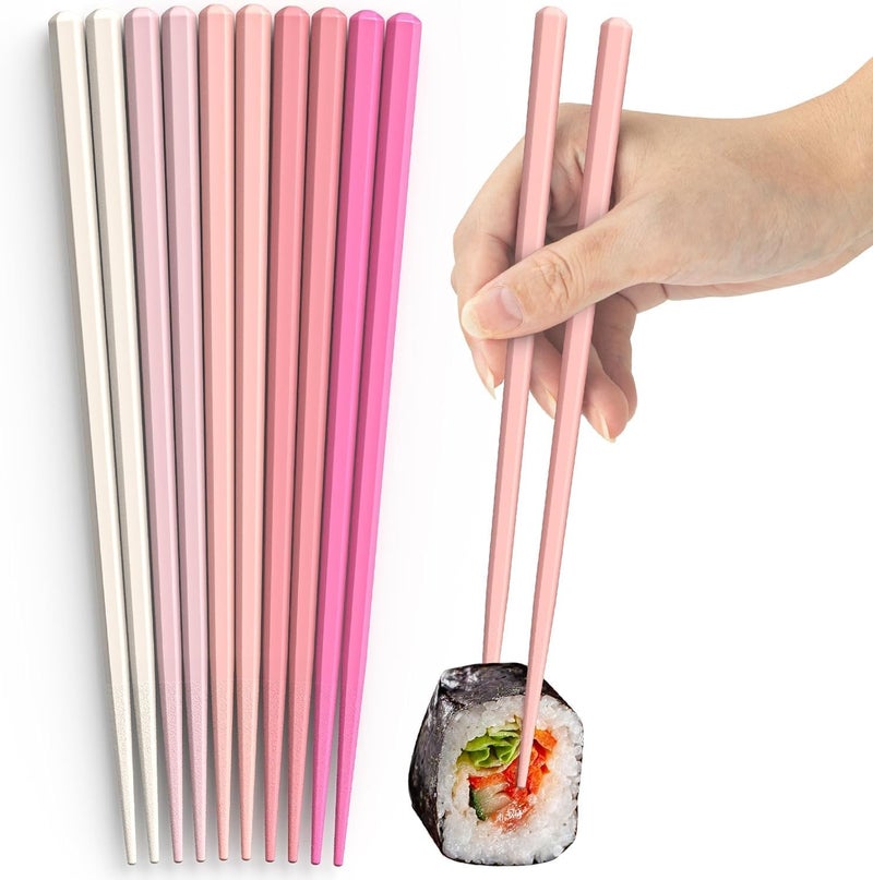 INKULTURE 05 Pair Fiber Glass Chopsticks Dishwasher Safe Chopstick Reusable NonSlip Chop Sticks Multicolor Lightweight Easy to Use - Image 1