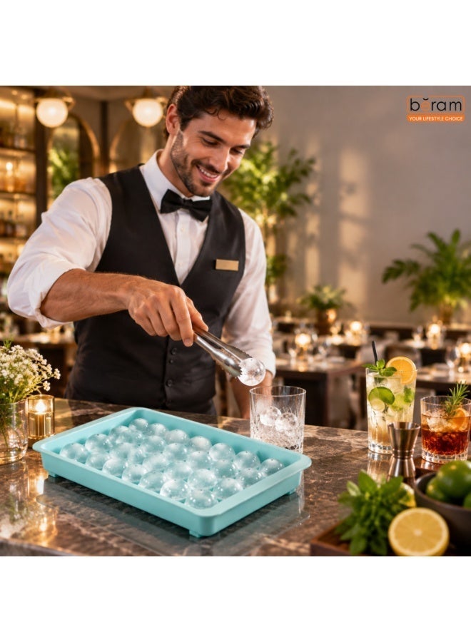 BERAM 33 Grid Ice Cube Tray with Lid, BPA-Free PP Ice Maker Mold for Freezer, Easy Release Ice Cube Storage Container, Stackable Ice Tray for Kitchen, Drinks, Juice, Coffee & Cocktails – Blue - Image 2