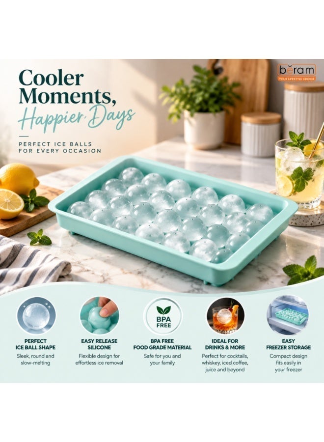 BERAM 33 Grid Ice Cube Tray with Lid, BPA-Free PP Ice Maker Mold for Freezer, Easy Release Ice Cube Storage Container, Stackable Ice Tray for Kitchen, Drinks, Juice, Coffee & Cocktails – Blue - Image 5