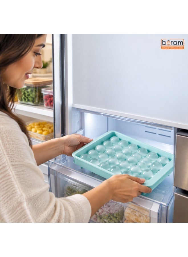 BERAM 33 Grid Ice Cube Tray with Lid, BPA-Free PP Ice Maker Mold for Freezer, Easy Release Ice Cube Storage Container, Stackable Ice Tray for Kitchen, Drinks, Juice, Coffee & Cocktails – Blue - Image 3