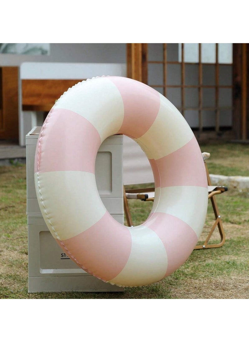 Inflatable swimming ring with a striped design in soft colors adds a playful touch to your swim. Suitable for adults and perfect for summer parties, pools, and the beach.