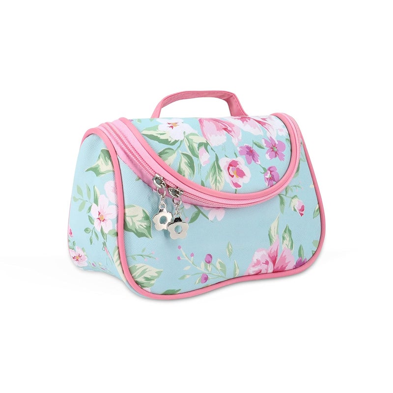 Ayaha Floral Print Cosmetics Pouch Makeup Pouch Vanity Case Jewellery Pouch Stationery Pencil Case Travel Organiser Travel Pouch Bridal Gift L Green - Image 1