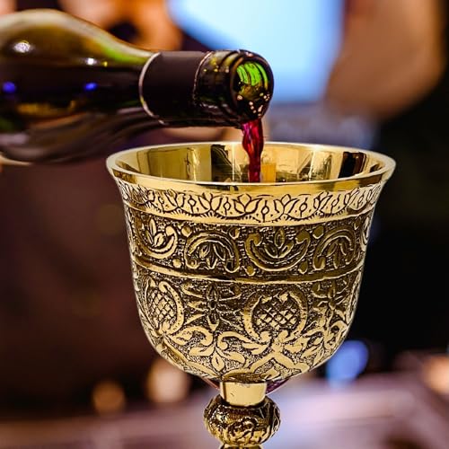 ALADEAN Vintage Chalice Goblet | 1x Royal Wine Cups of King Arthur - Renaissance Medieval Goblet Gifts, Wedding Anniversary Ceremonial Drinkware Pack of 1pc (King Chalice) - Image 3