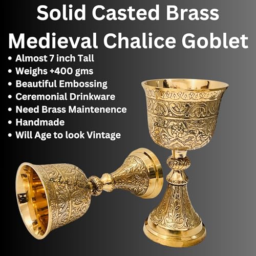 ALADEAN Vintage Chalice Goblet | 1x Royal Wine Cups of King Arthur - Renaissance Medieval Goblet Gifts, Wedding Anniversary Ceremonial Drinkware Pack of 1pc (King Chalice) - Image 2
