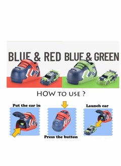 Y&D Toy Cars Launcher Car for Boys Pull Back Toys with Shoe Shape Birthday Babies Toddlers Kids Girls Age 3+ Years Old Two Sides 2 Pack Red+Green  - Image 4