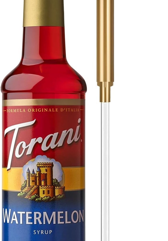 Torani شراب البطيخ من توراني مع مضخة - زجاجة سعة 25.4 أونصة لنكهة المشروبات، الصودا، والكوكتيلات - Image 1
