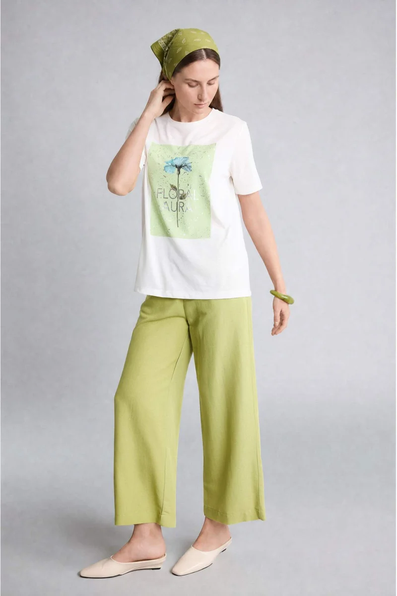 Defacto Straight Leg Linen Blend Capri Trousers