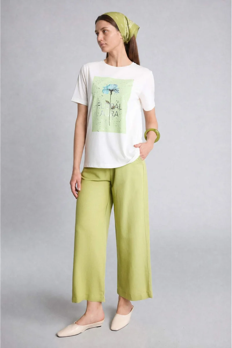 Defacto Straight Leg Linen Blend Capri Trousers