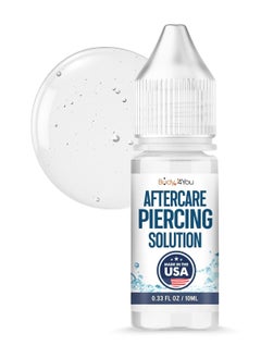 BodyJ4You BodyJ4You Piercing Aftercare Saline Cleaning Solution - Nose Belly Ear Piercing Cleaner - Wound Wash Keloid Treatment Piercing Bump Removal - Sea Salt Aloe Rosemary - 0.33 Fl Oz (10ml)  - Image 1