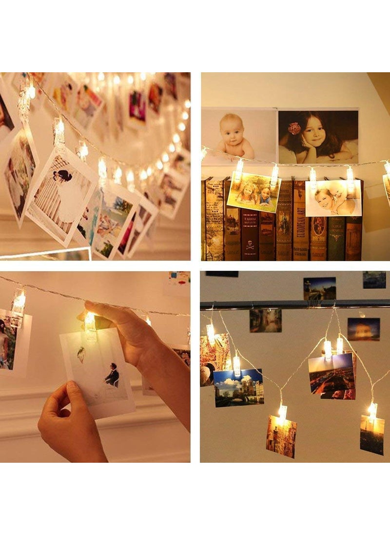 Sage Square Sage Square Set of 60 LED Photo Clips String Lights Fairy Wedding Anniversary Party Home Decor for Hanging Photos Cards and Artwork 10 Feet 1 Set  - Image 3