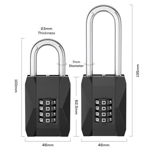 MIORAH Combination Disc Padlock – Heavy Duty Keyless Number Lock with 4-Digit Code Zinc Shackle | Anti-Cut Security Lock for Gate, Garage, Locker, Outdoor Use (Black) - Image 2
