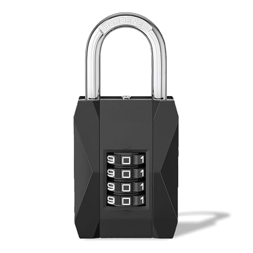 MIORAH Combination Disc Padlock – Heavy Duty Keyless Number Lock with 4-Digit Code Zinc Shackle | Anti-Cut Security Lock for Gate, Garage, Locker, Outdoor Use (Black) - Image 1