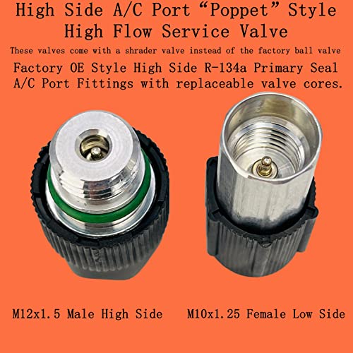 VOTNMIC Air Conditioning Valve Core Kit | Cap & Valve AC R12 R134a Teflon Seal Refrigeration A/C Air Conditioning Service Valve Car & HVAC AC Charging Port Seal Caps Kit (A/C Service Port Cap & Valve Kits) - Image 2