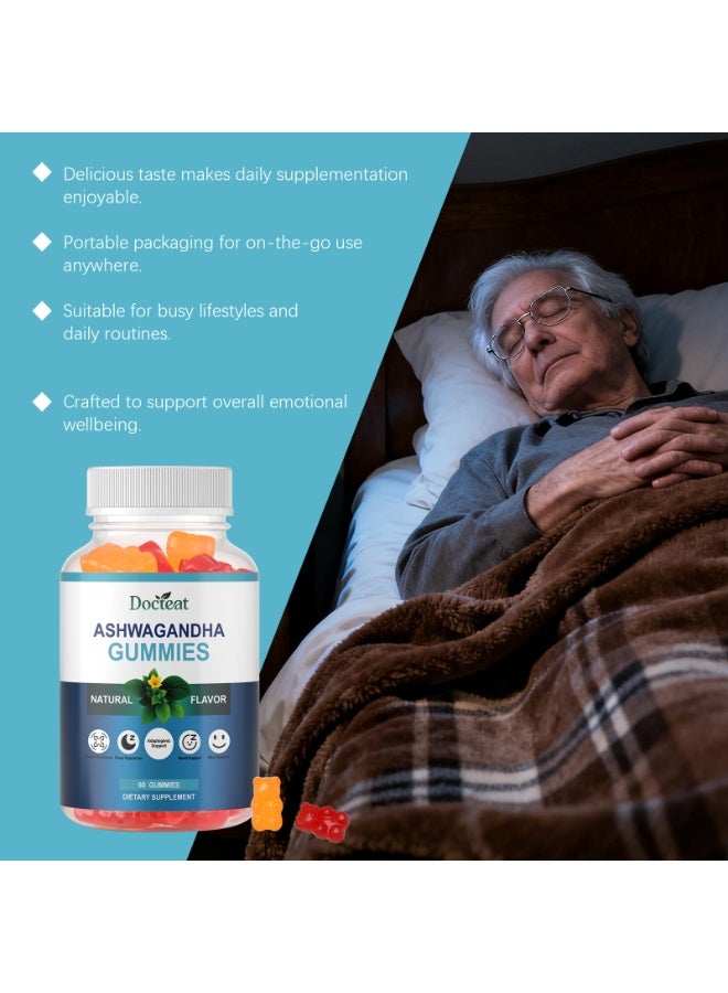 Docteat Ashwagandha Herbal Gummies | 60 Gummies | Stress Relief, Mood Balance, Relaxation and Sleep Aid | Natural Flavored Dietary Supplement - Image 2